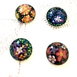 Handmade magnets, 4-pack Floral pattern magnet set, 1-inch mini decorative